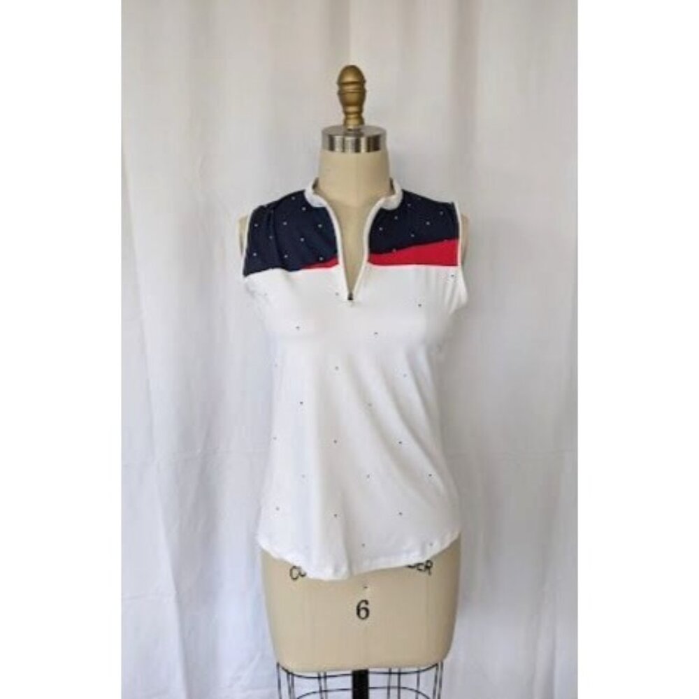 Lady Hagen Sleeveless Shirt Womens Size XS All Over Stars Patriotic USA Golf NEW
